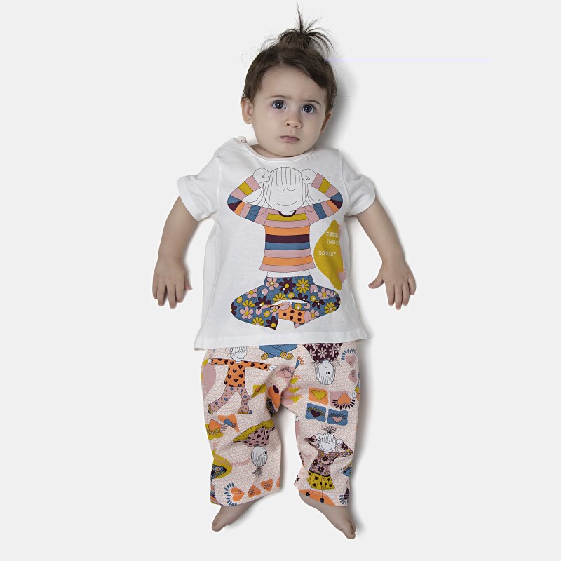 Pijama Feminino Bebe Manga Curta e Calça