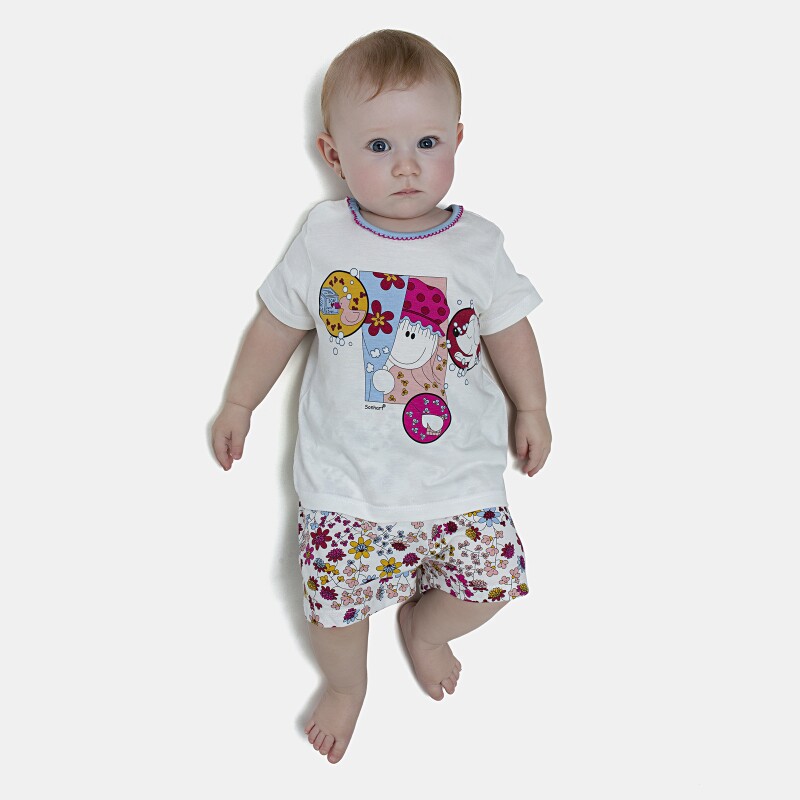 Pijama Feminino Bebe Manga Curta e Short