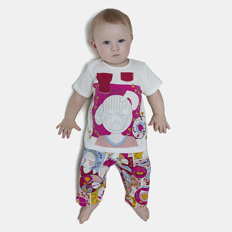 Pijama Feminino Bebe Manga Curta e Calça