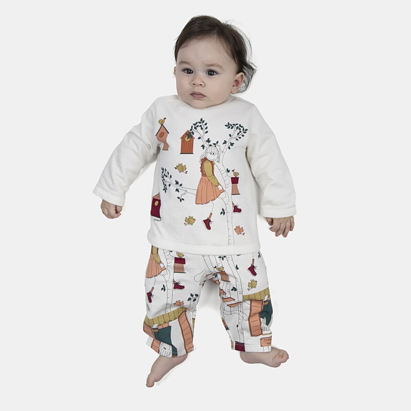 Pijama Feminino Bebe Manga Longa e Calça