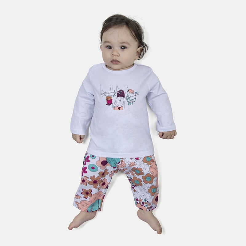 Pijama Feminino Bebe Manga Longa e Calça