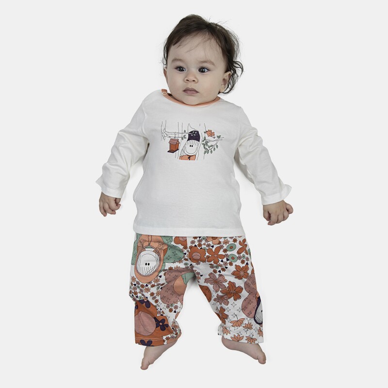 Pijama Feminino Bebe Manga Longa e Calça