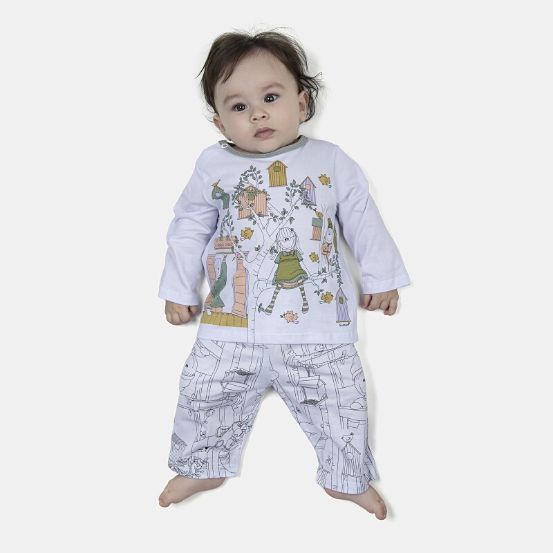 Pijama Feminino Bebe Manga Longa e Calça