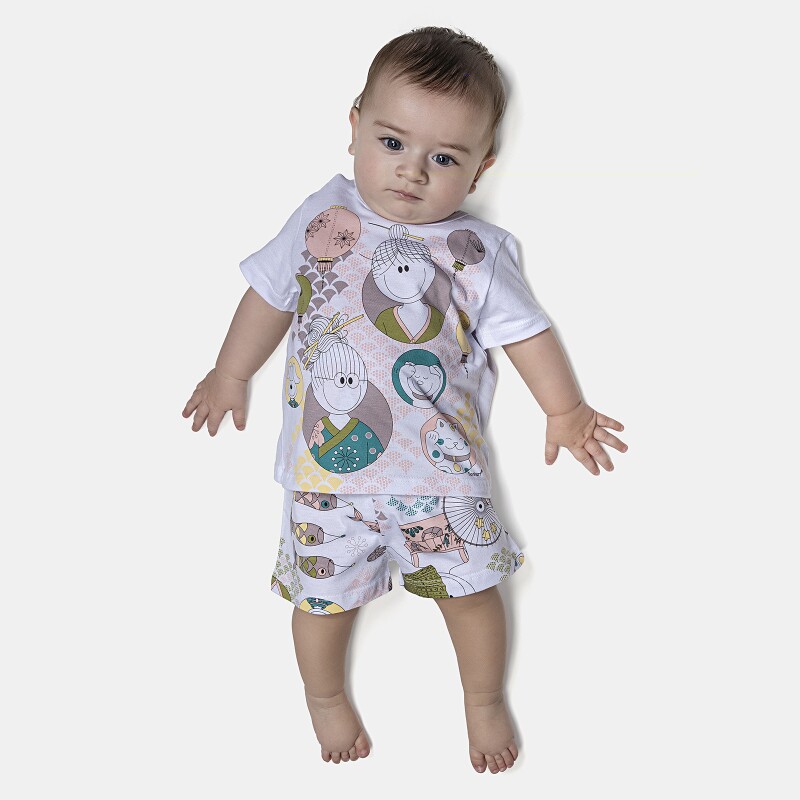 Pijama Feminino Bebê Manga Curta e Short