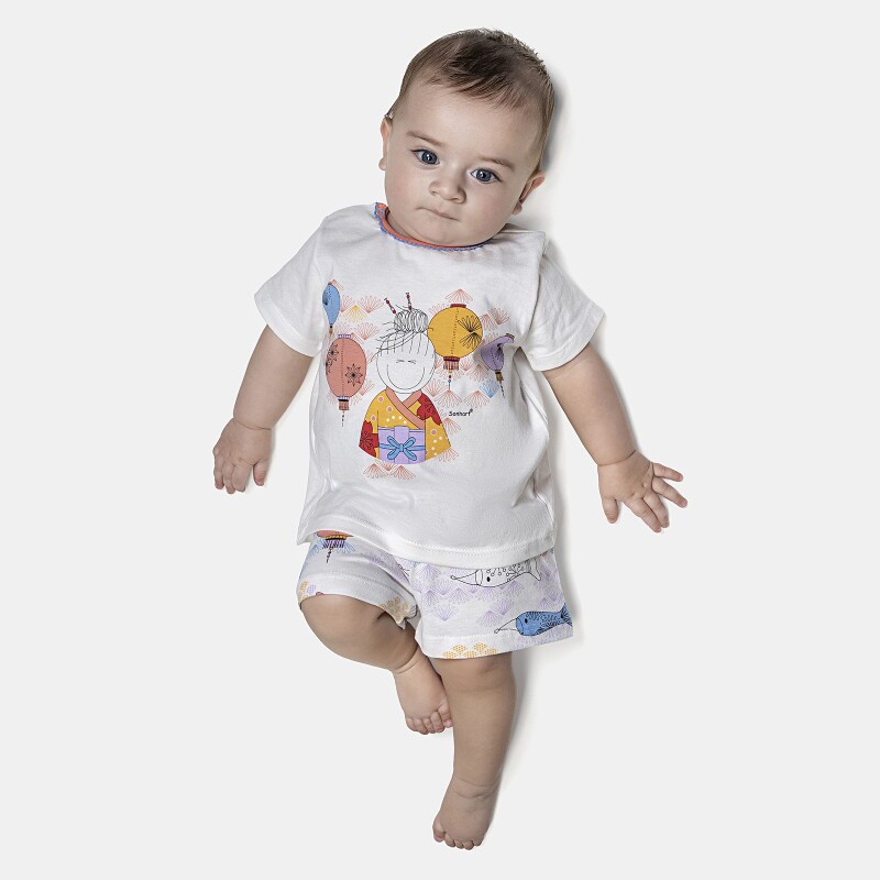 Pijama Feminino Bebê Manga Curta e Short