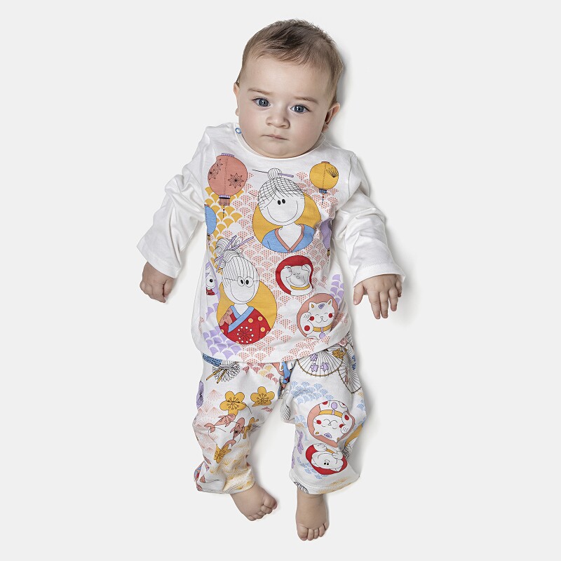 Pijama Feminino Bebê Manga Longa e Calça