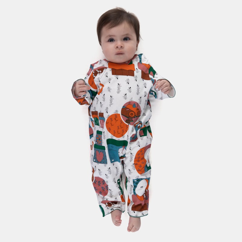 Loja sonhart Homewear Macacão Manga Longa Tic-Tac Bebê Menina Estampado