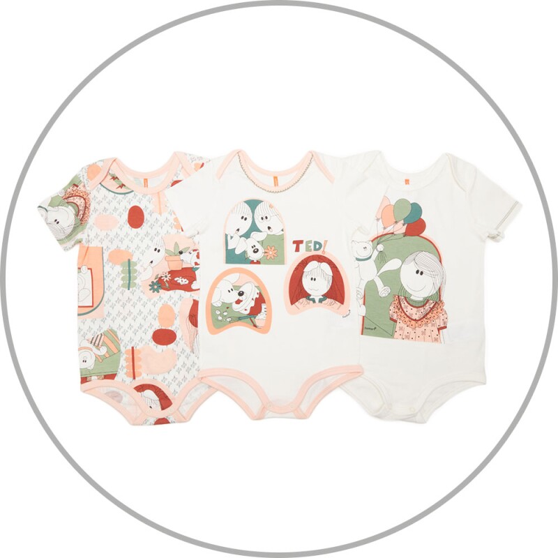 Kit Body Feminino Bebe Manga Curta