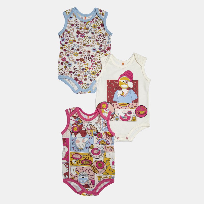 Kit Body Feminino Bebe Sem Mangas 