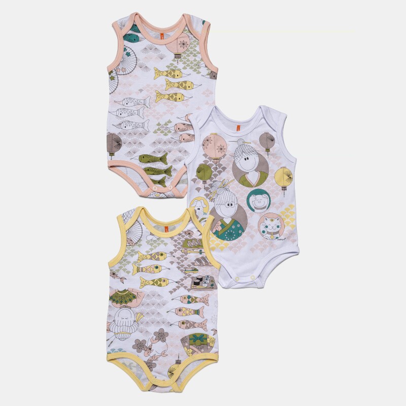 Kit Body Feminino Bebê Sem Mangas 