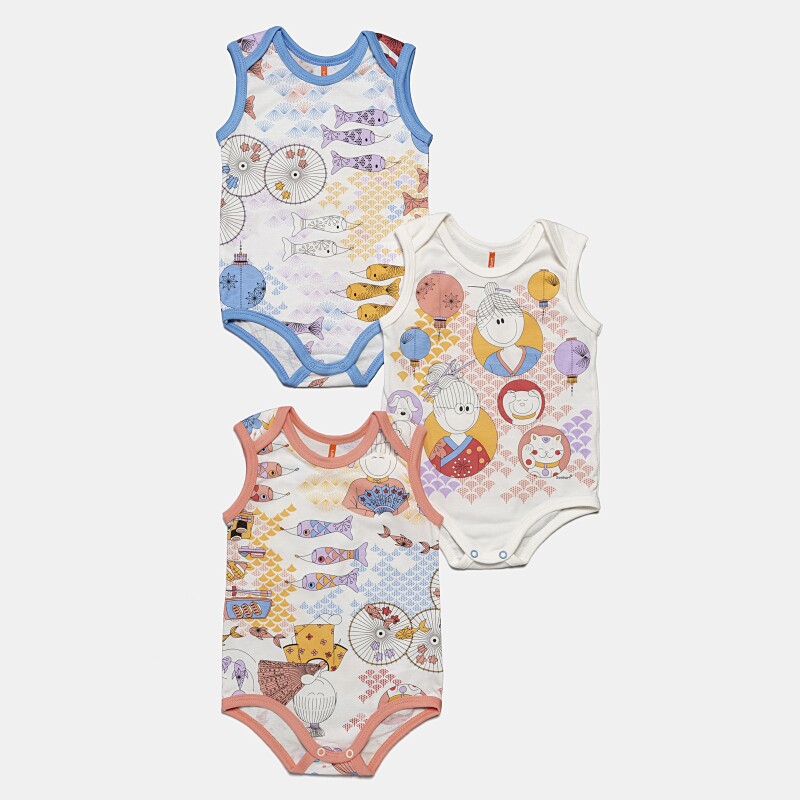 Kit Body Feminino Bebê Sem Mangas 