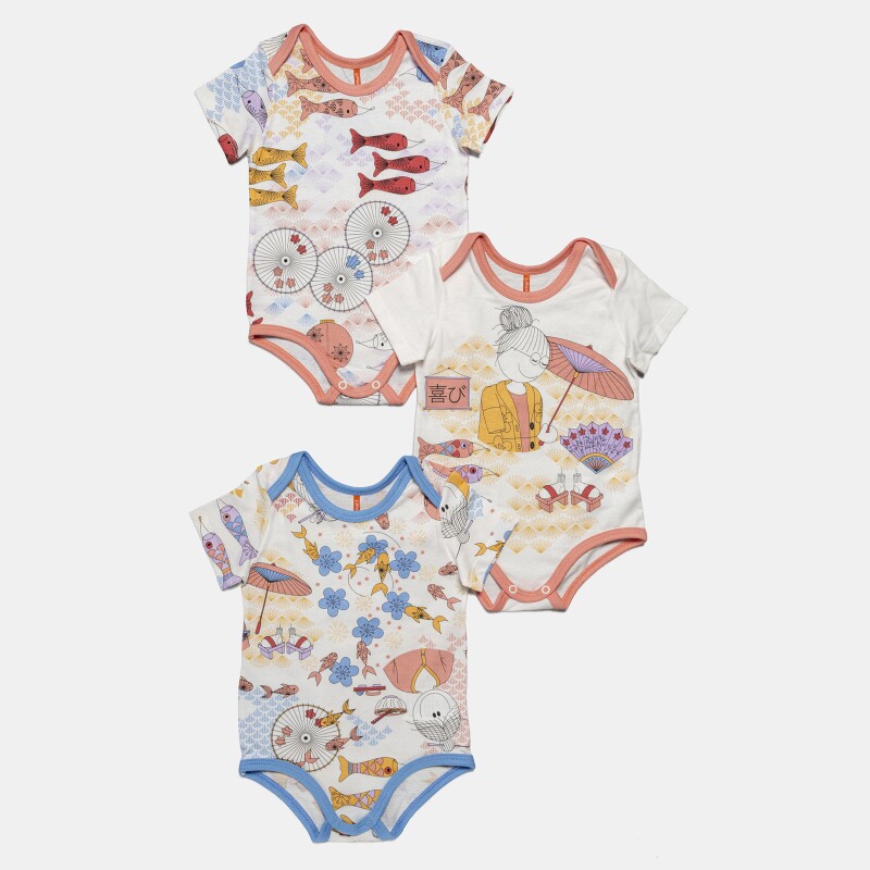 Kit Body Feminino Bebê Manga Curta