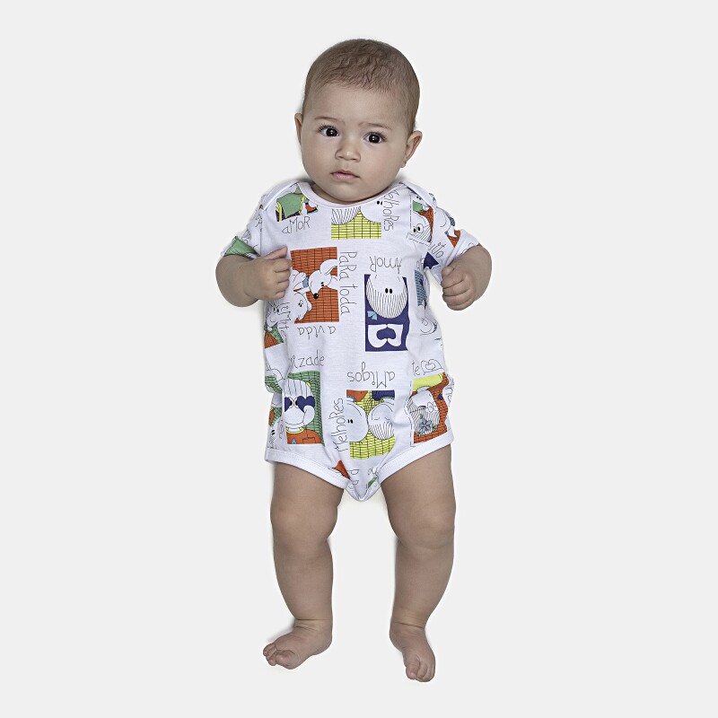 Body Bebe Manga Curta Unissex 