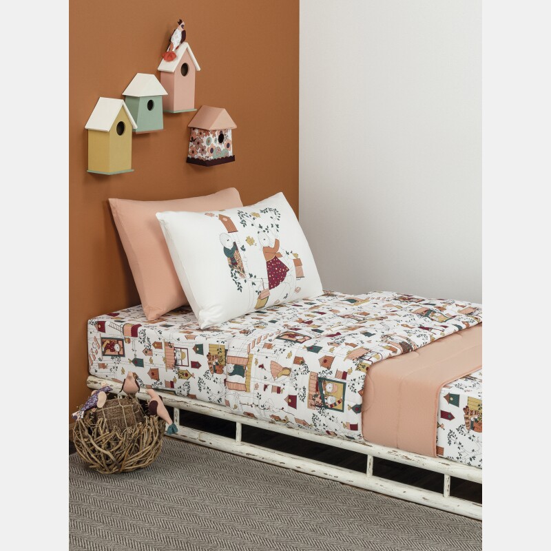 Lençol Elástico com Fronhas Berço Feminino