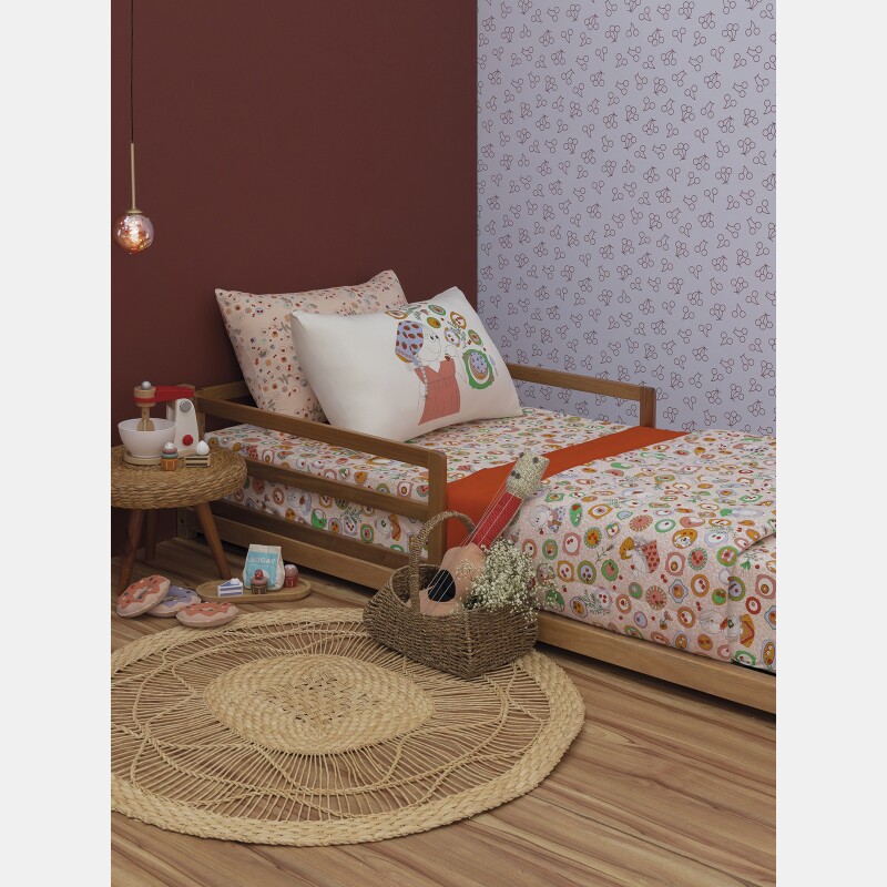 Lençol elástico com fronhas solteiro