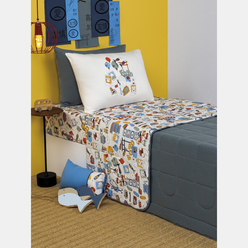 Lençol Elástico com Fronhas Berço Masculino