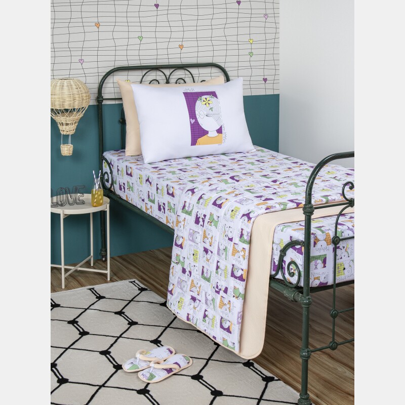 Lençol Elástico com Fronhas Berço Feminino