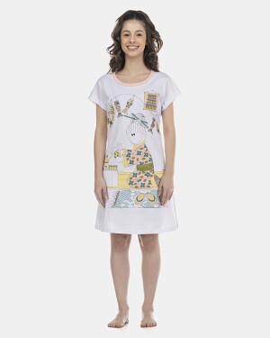 Camisão Feminino Adulto Manga Curta Acinturado