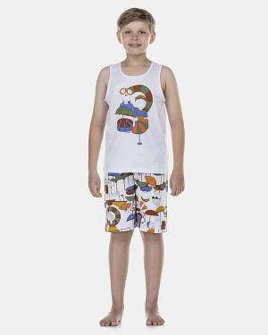 Pijama Masculino Kids  Regata e Bermuda