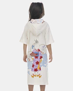 Roupão Feminino Kids Manga Curta Com Capuz