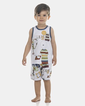 Pijama Masculino Baby Regata e Bermuda