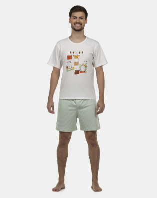 Pijama Masculino Adulto Manga Curta e Short
