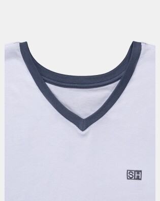 Pijama Masculino Adulto Manga Curta Decote V e Short 