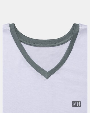 Pijama Masculino Adulto Manga Curta Decote V e Short 