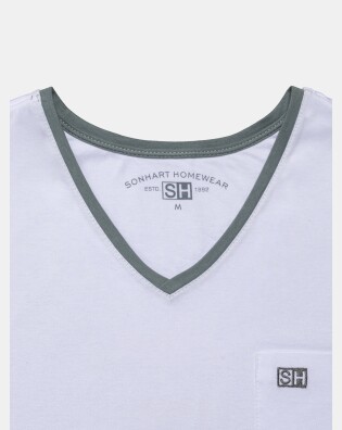 Pijama Masculino Adulto Manga Curta Decote V e Short 