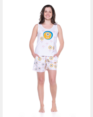 Conjunto Pijama Regata e Short com Bolsos