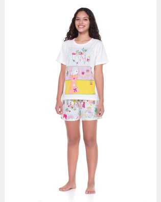 Conjunto Feminino Adulto Manga Curta e Short