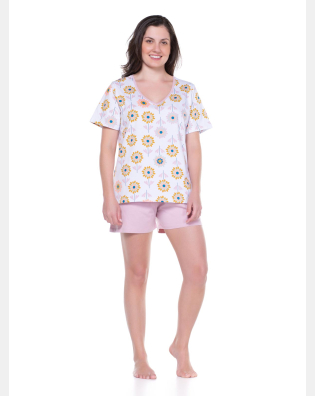 Conjunto Feminino Adulto Manga Curta e Short
