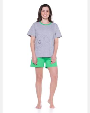 Pijama Feminino Blusa manga curta e short Verde