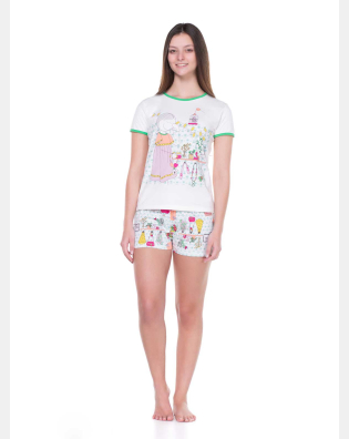 Conjunto Feminino Adulto Baby Look Manga Curta e Short