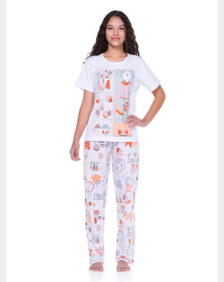 Conjunto Feminino Adulto Manga Curta e Calça
