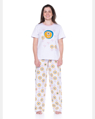 Conjunto Feminino Adulto Manga Curta e Calça
