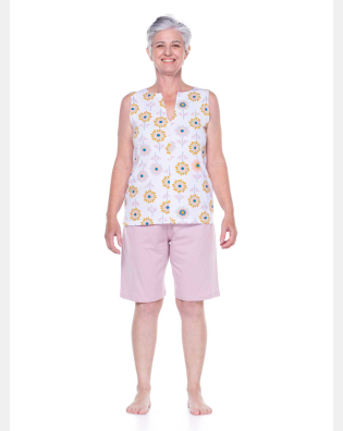 Conjunto Feminino Adulto Regata Aberta e Bermuda