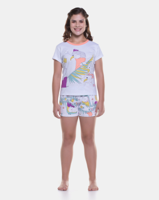Pijama baby-look manga curta e short 