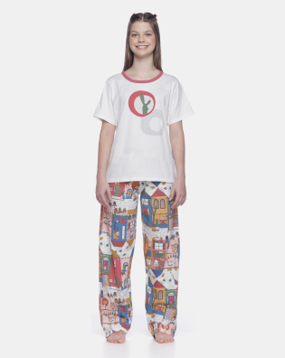 Conjunto Feminino Adulto Manga Curta e Calça