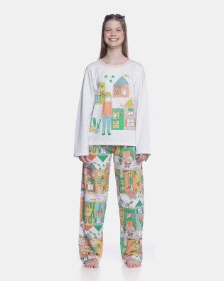 Pijama manga longa e calça        