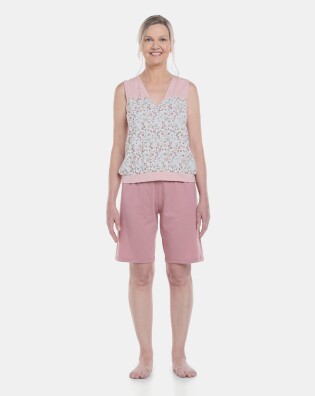 Pijama Feminino Adulto Regata e Bermuda