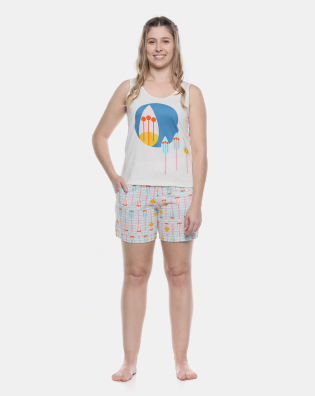 Conjunto Pijama Clássico Regata e Bermuda com Bolsos