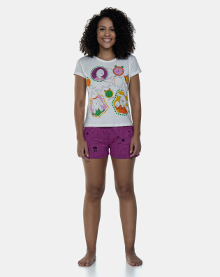 Pijama Baby-Look Manga Curta e Short