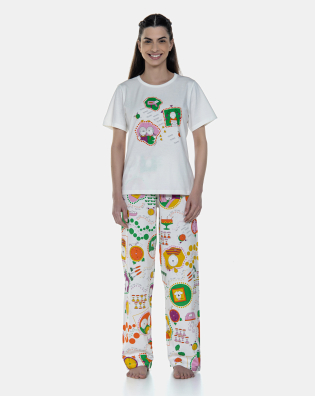 Pijama Manga Curta e Calça