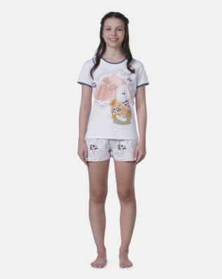 Pijama Baby-Look Manga Curta e Short   