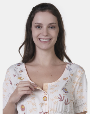 Pijama Gestante Manga Curta e Corsário     