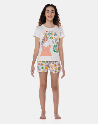 Pijama baby-look manga curta e short