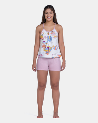 Pijama Curto Sonhart Feminino Regata Alça Fina e Short Rosa