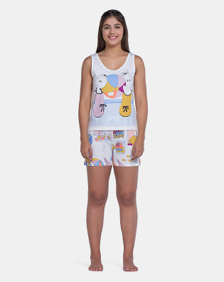 Pijama Feminino Curto Regata e Short Estampado