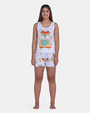 Pijama Feminino Sonhart Curto Regata Estampada e Short